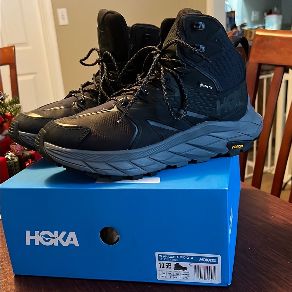 HOKA Women’s Anacapa Mid GTX Black Shoes Size 10.5 B Waterproof